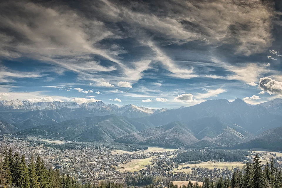 View of Tatra mountains from Gubalowka Hill