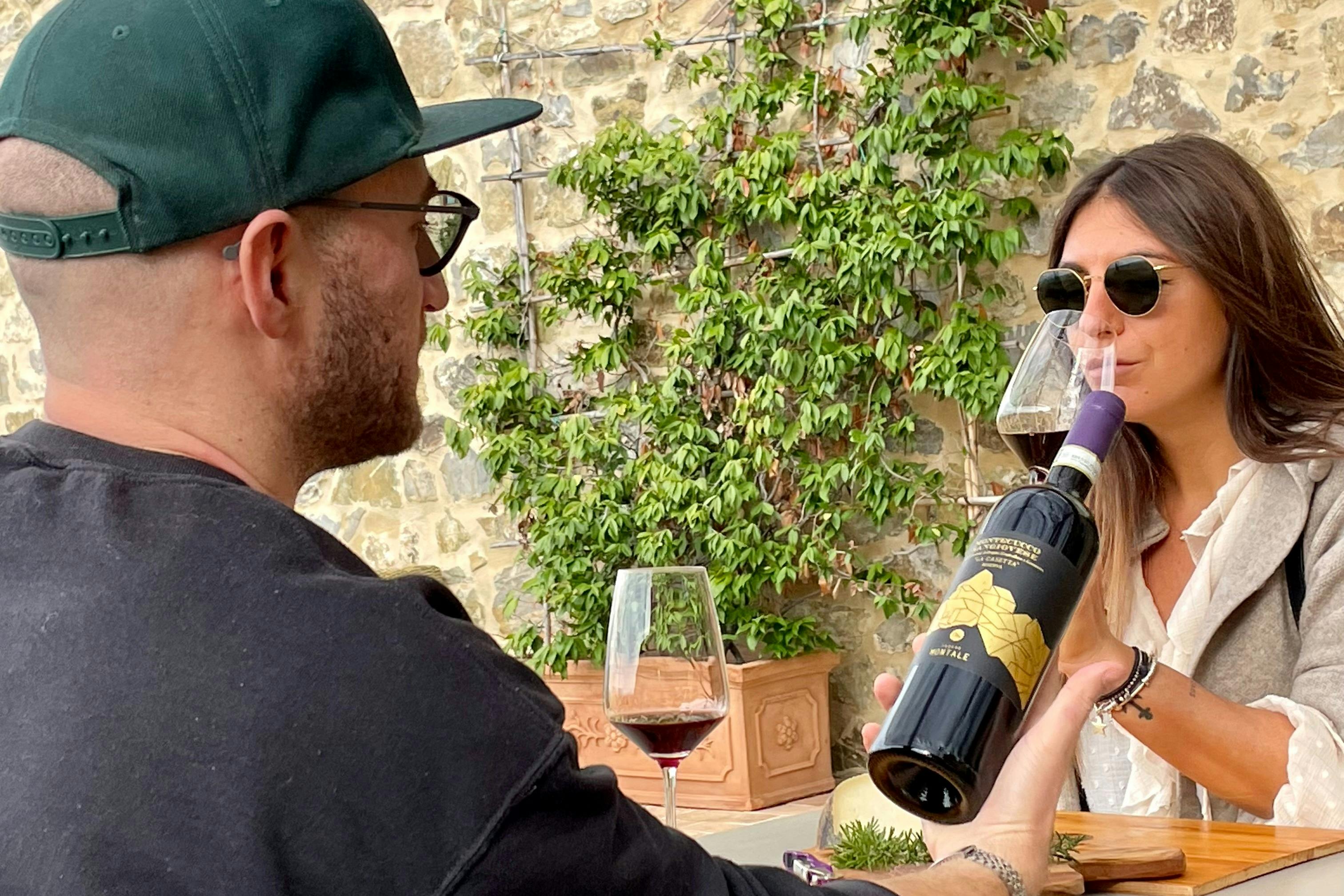 Wine tasting with informational materials