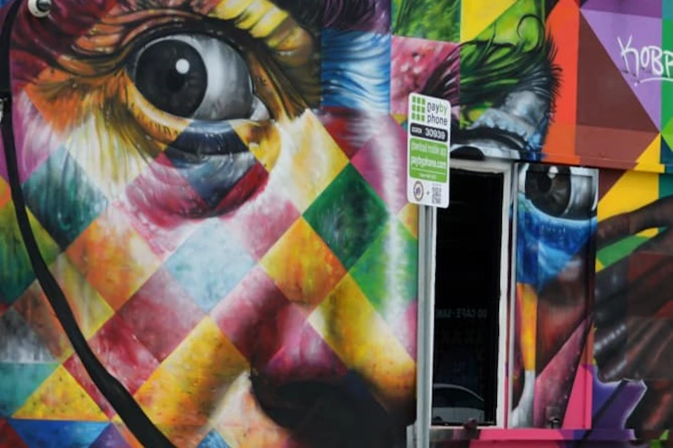 Brightly colored street art mural
