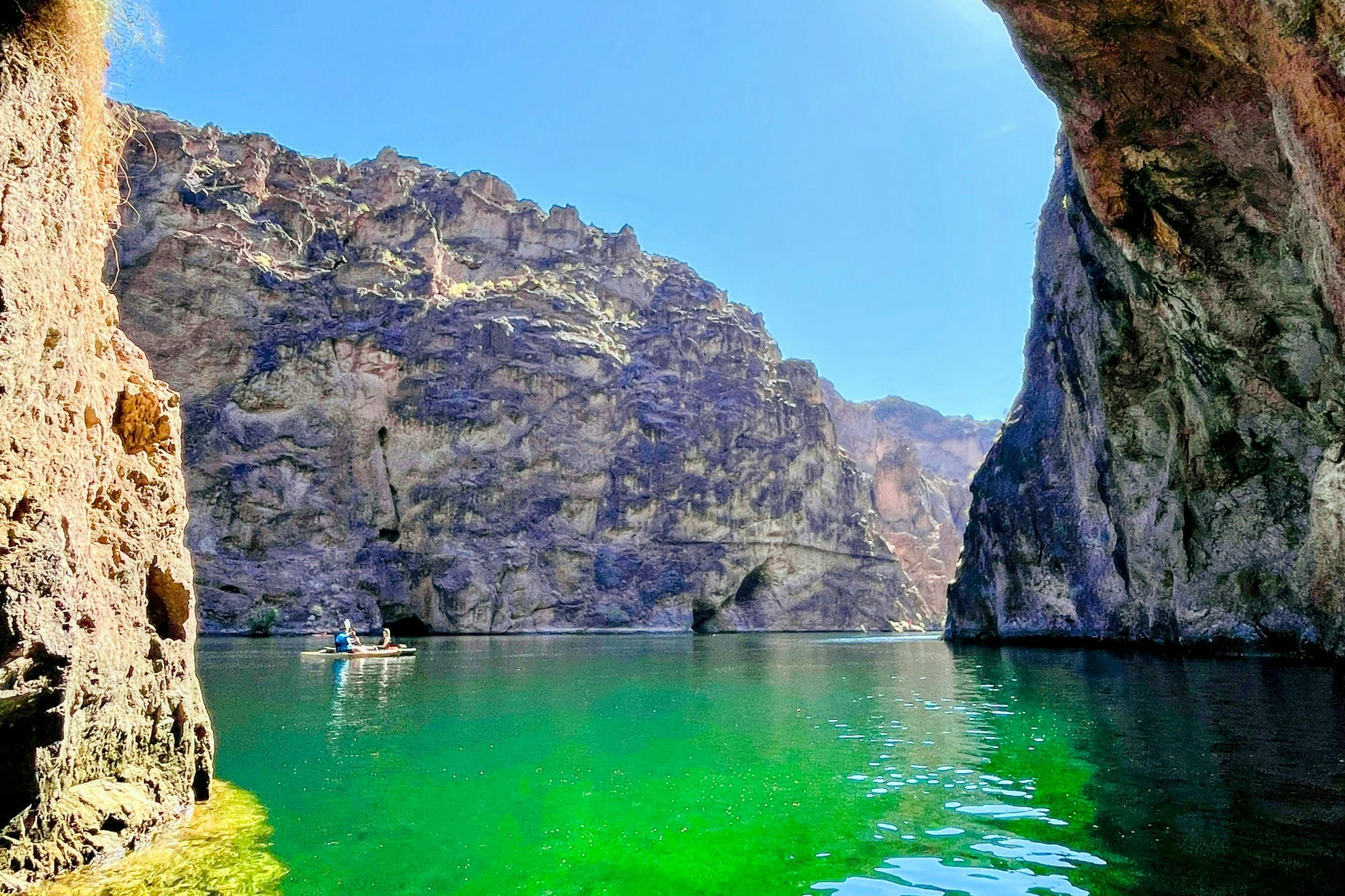 Glowing green waters of the Emerald Cave.
