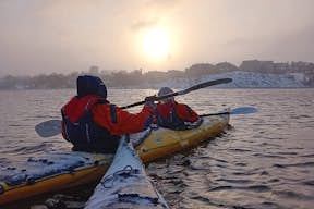 coucher de soleil hivernal kayak stockholm