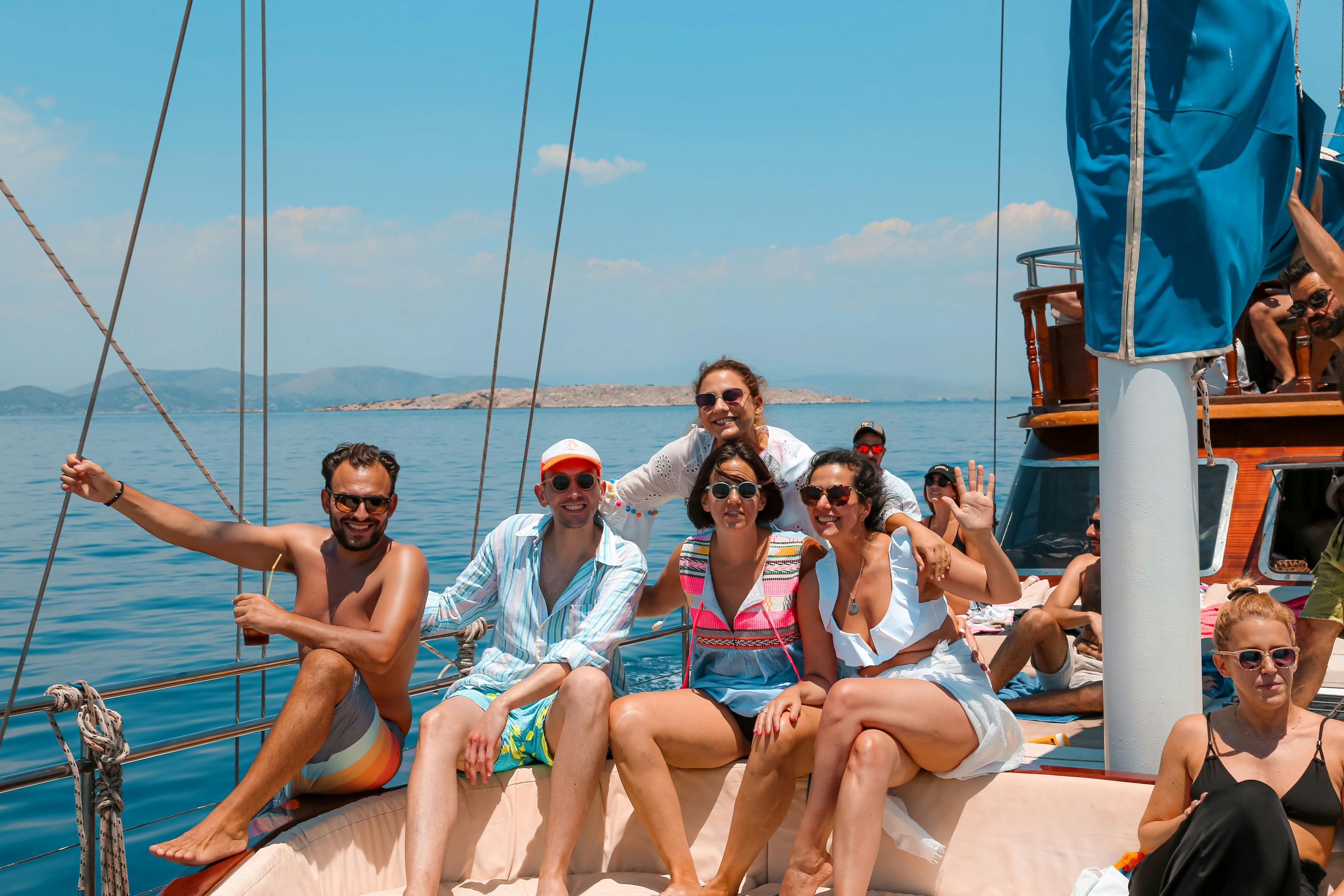 Athens Riviera: 5-Hr Sunset Cruise with Dinner, Drinks & Swim Stop 3