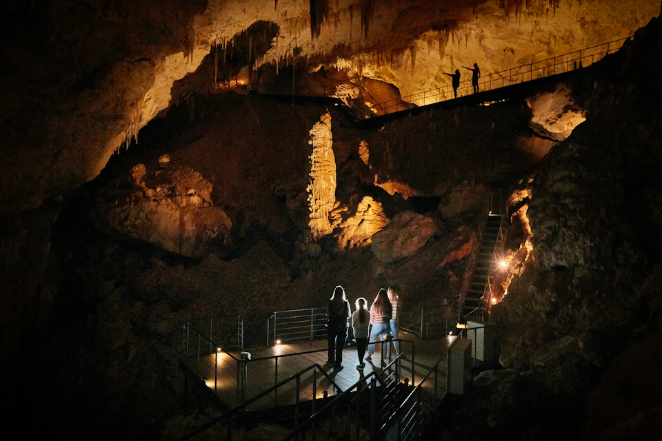 Visitors exploring Jewel Cave