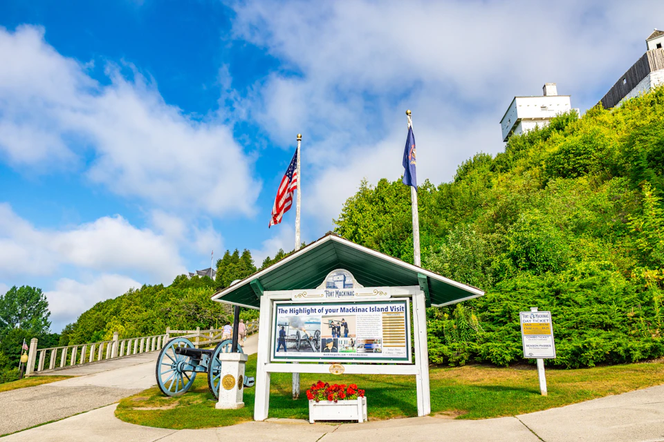 The historic South Sally Entrance to Fort Mackinac.