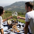 Homemade Tuscan specialties for picnic in the vineyard