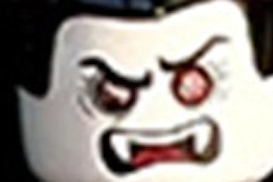 Four LEGO character costumes modelled on classic monsters, including a werewolf and a vampire, in an outdoor setting.