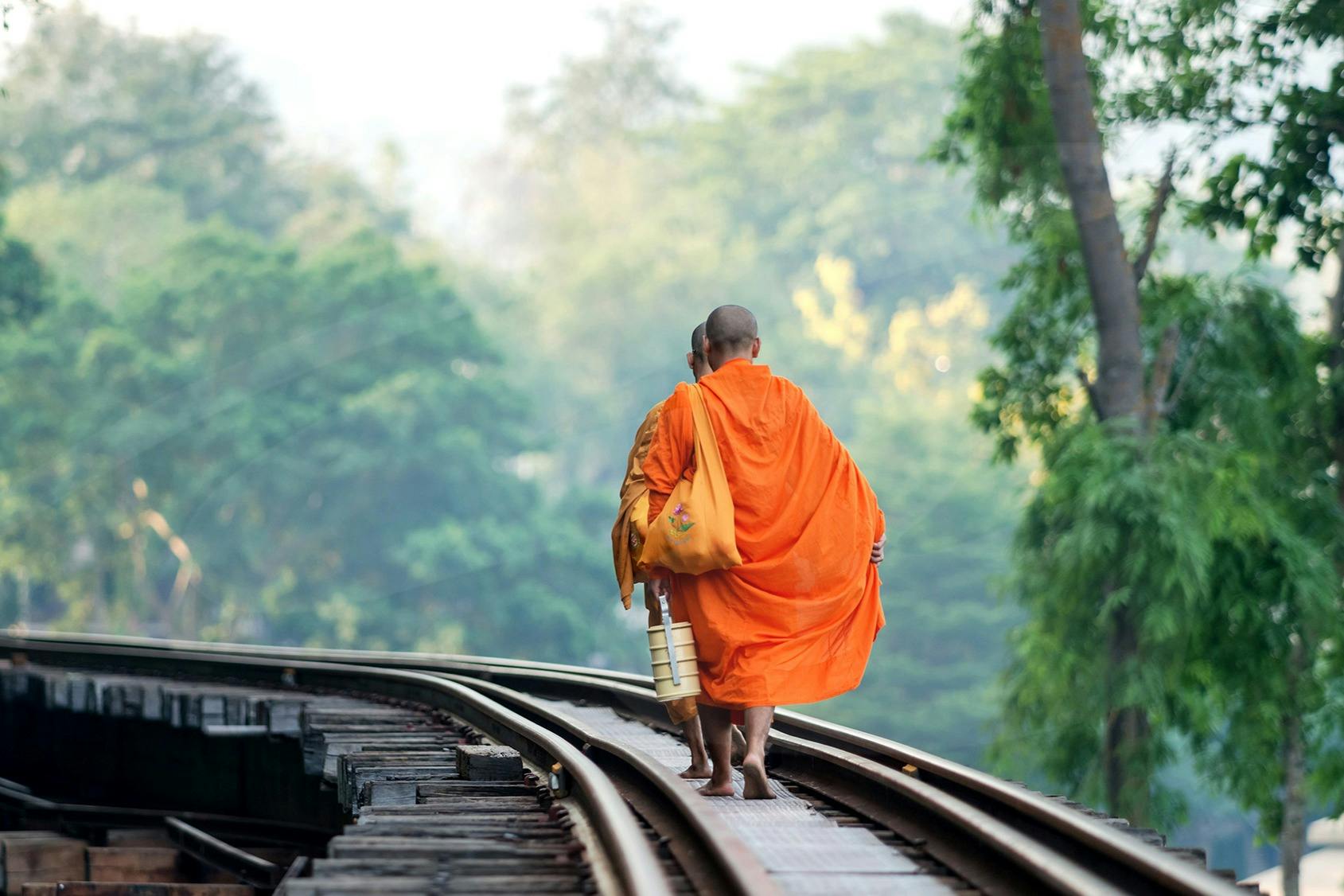 Monks walking on the Death Railway