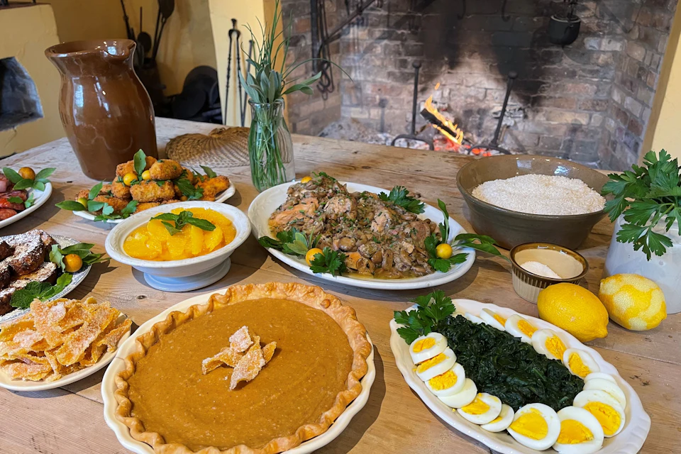 19th century cooking demo in the functioning 1830s kitchen of Hermann-Grima House.