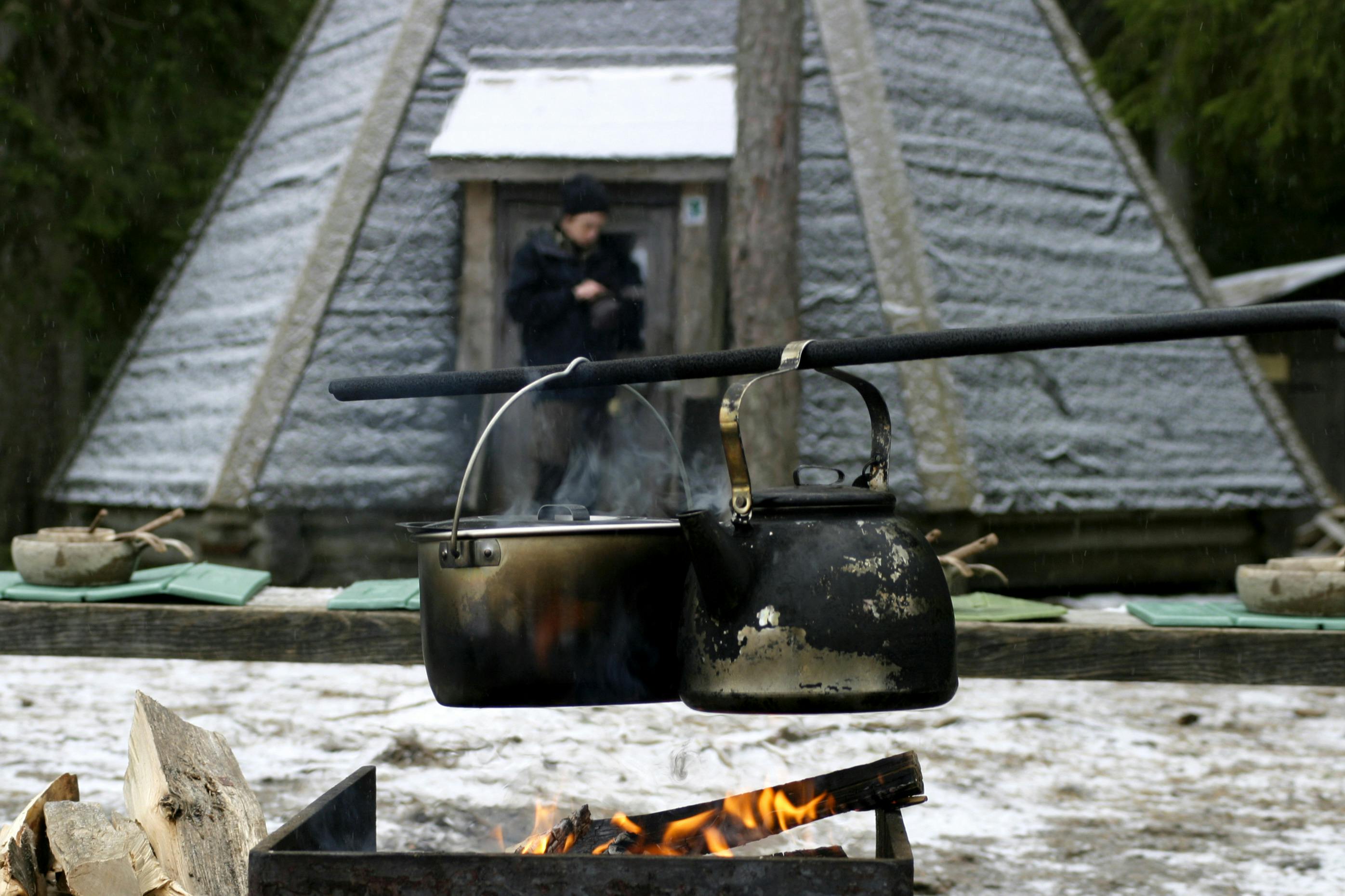 Warm up by the campfire during our lunch break.