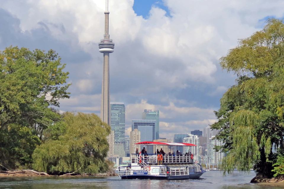 The Harbour Star Boat exiting the Toronto Islands with the Toronto Skyline in the background