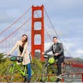 Two riders enjoy the Golden Gate Bridge