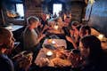 Moose broth and pie break at medieval-themed tavern.