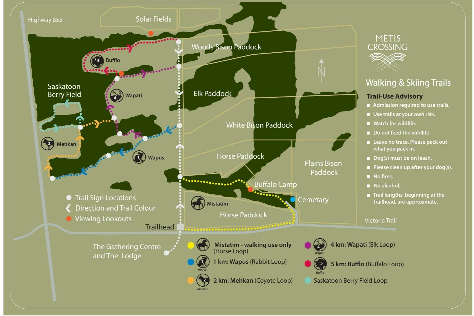 Mapa trasy Kulturního centra Métis Crossing