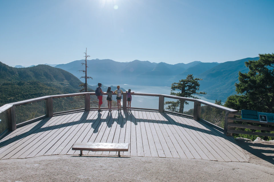 Guests on viewing platform in summer