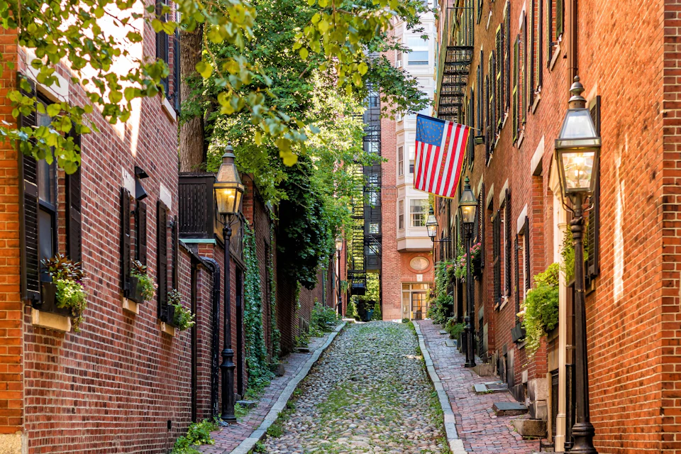 Visit Acorn Street, the most famous 18th-century cobblestone lane in Boston.