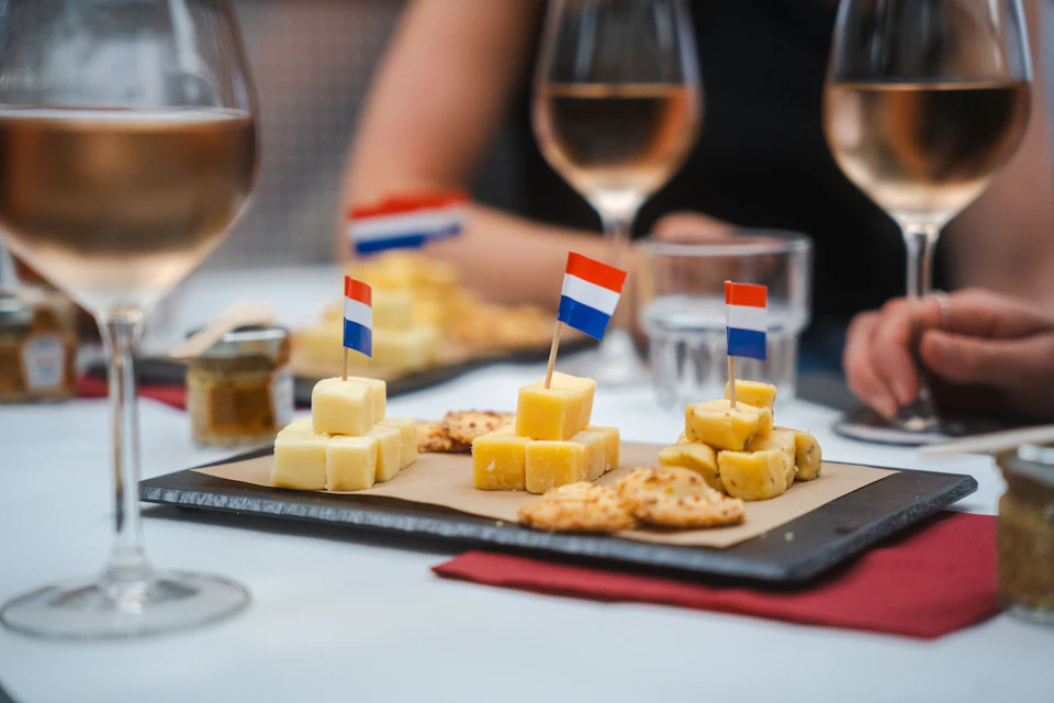 Cheese board during a canal cruise in Amsterdam