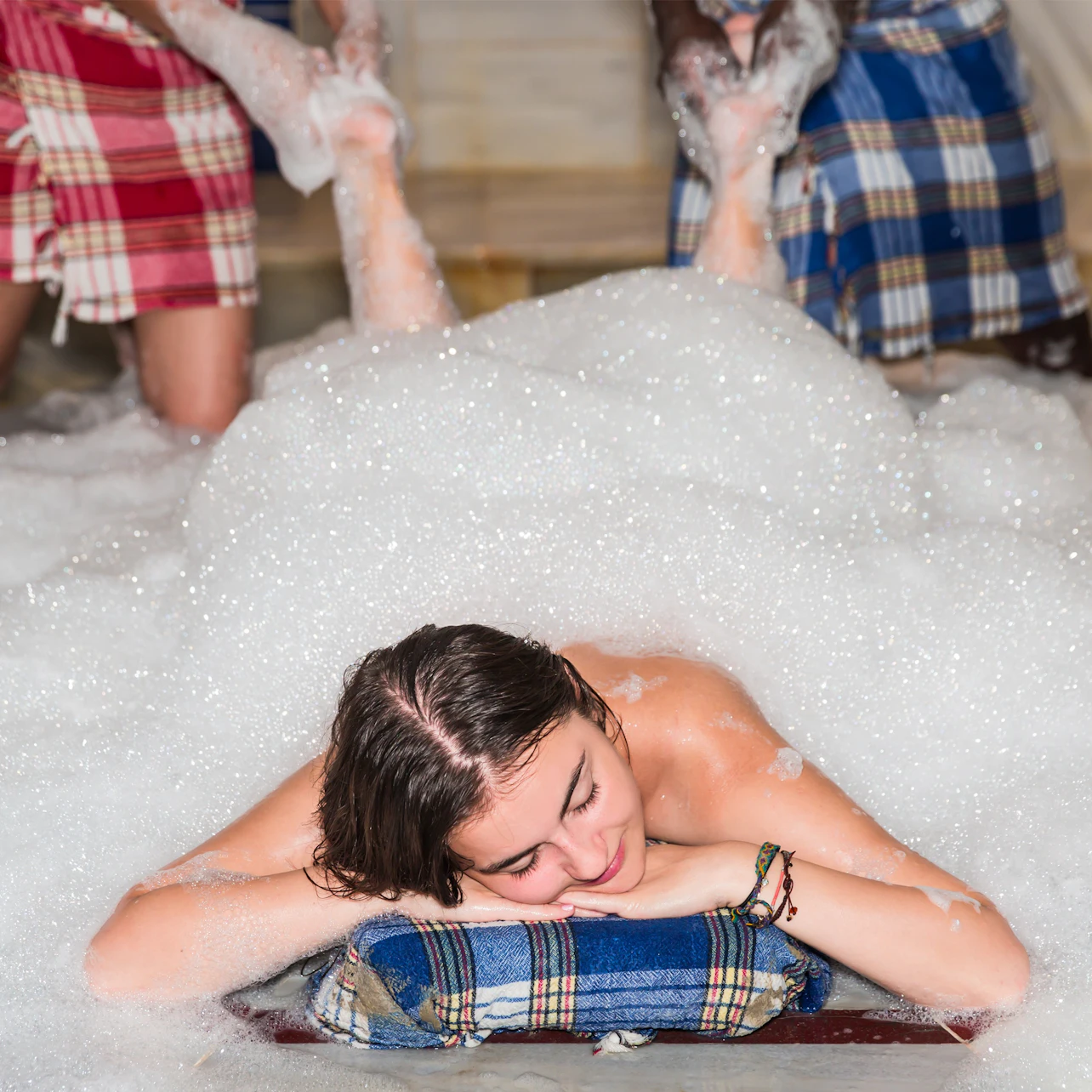 Young girl in Turkish bath (hammam)