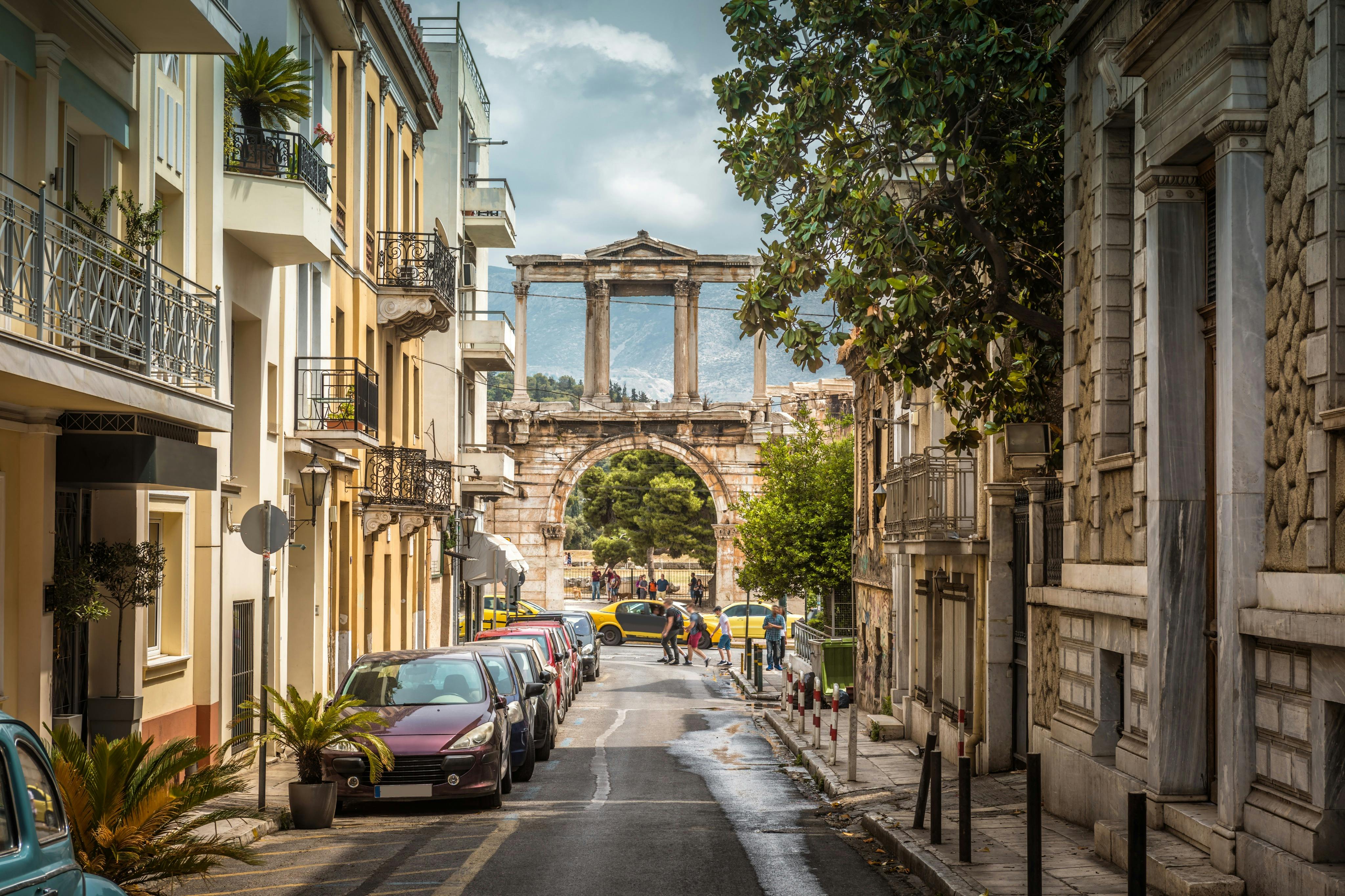 A view of the Hadrien's gate from Plaka ancient neighborhood