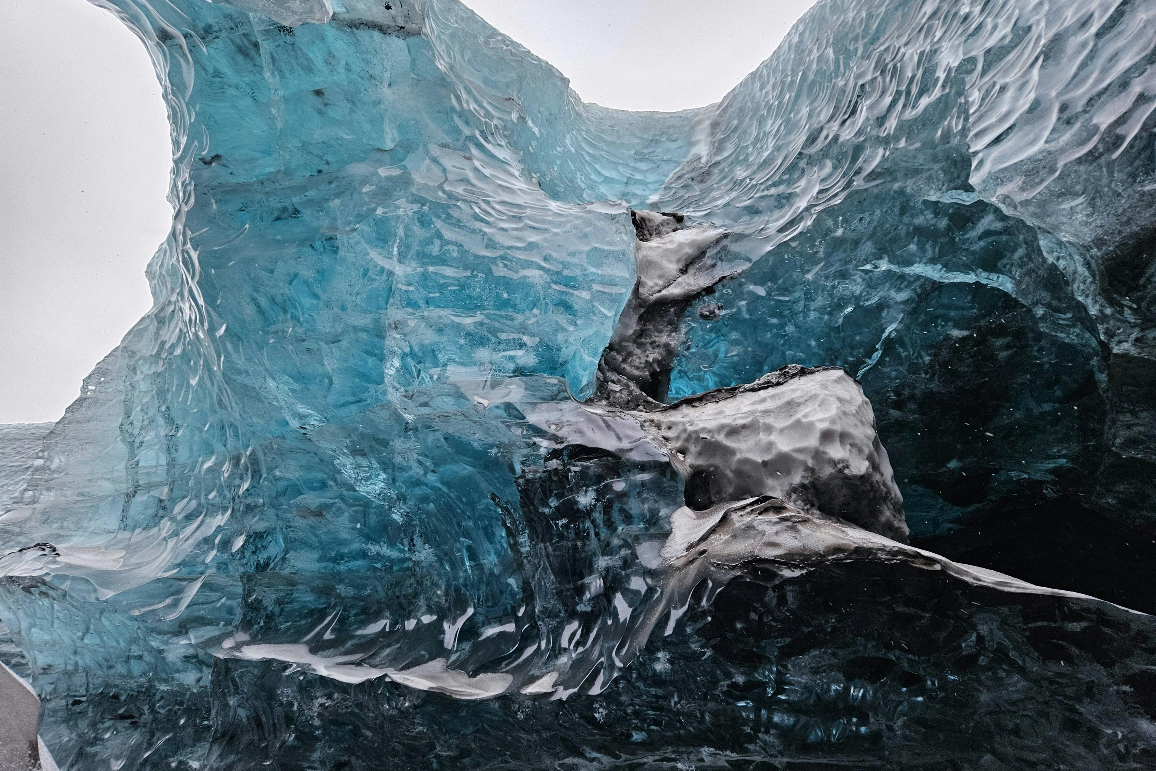 Ice caves can display colors ranging from clear to black.
