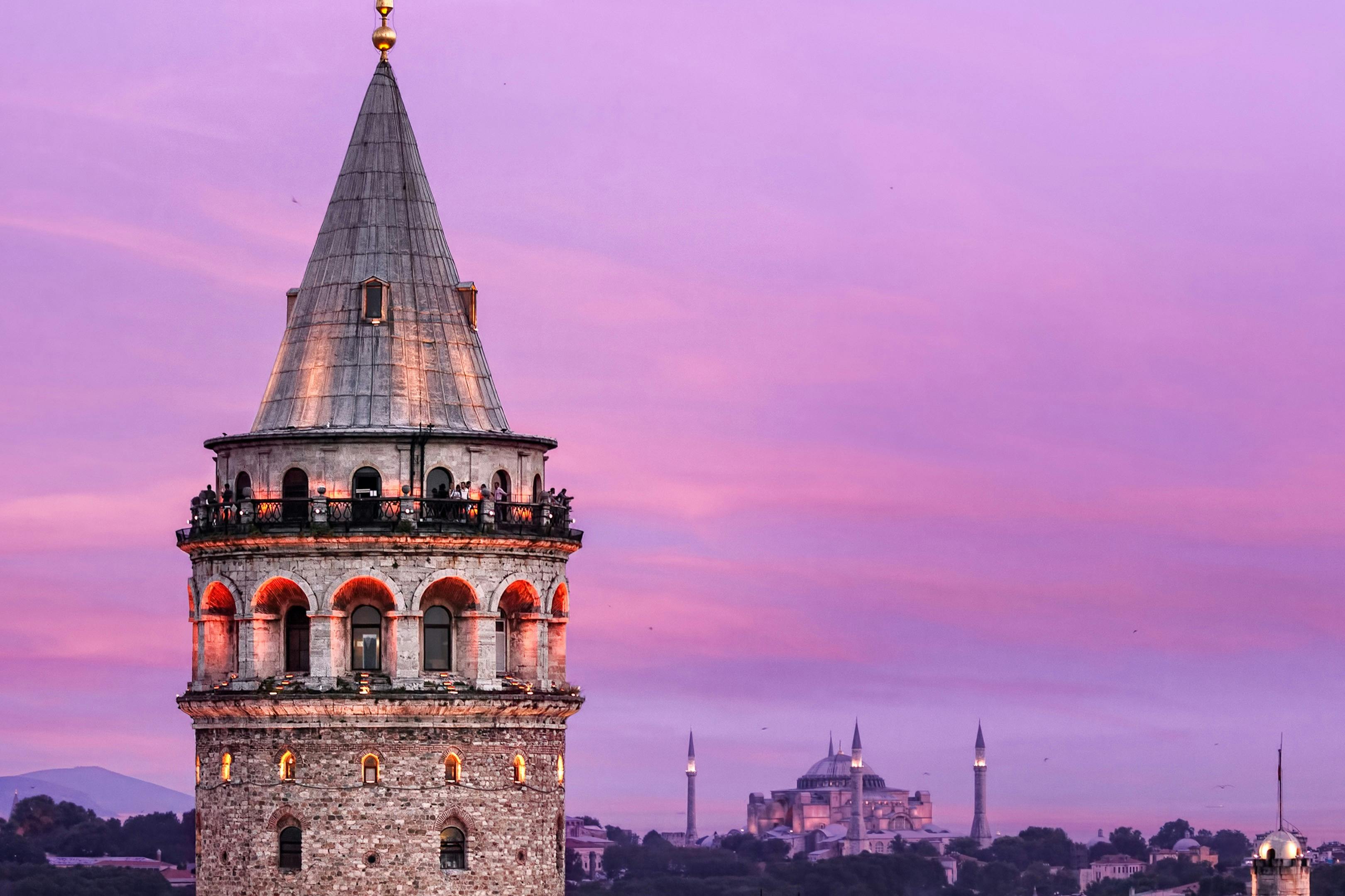 Galata Tower with Hagia Sophia in the background