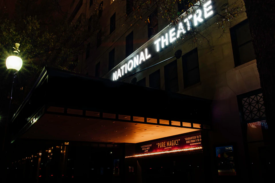 Nighttime photo of the National Theatre