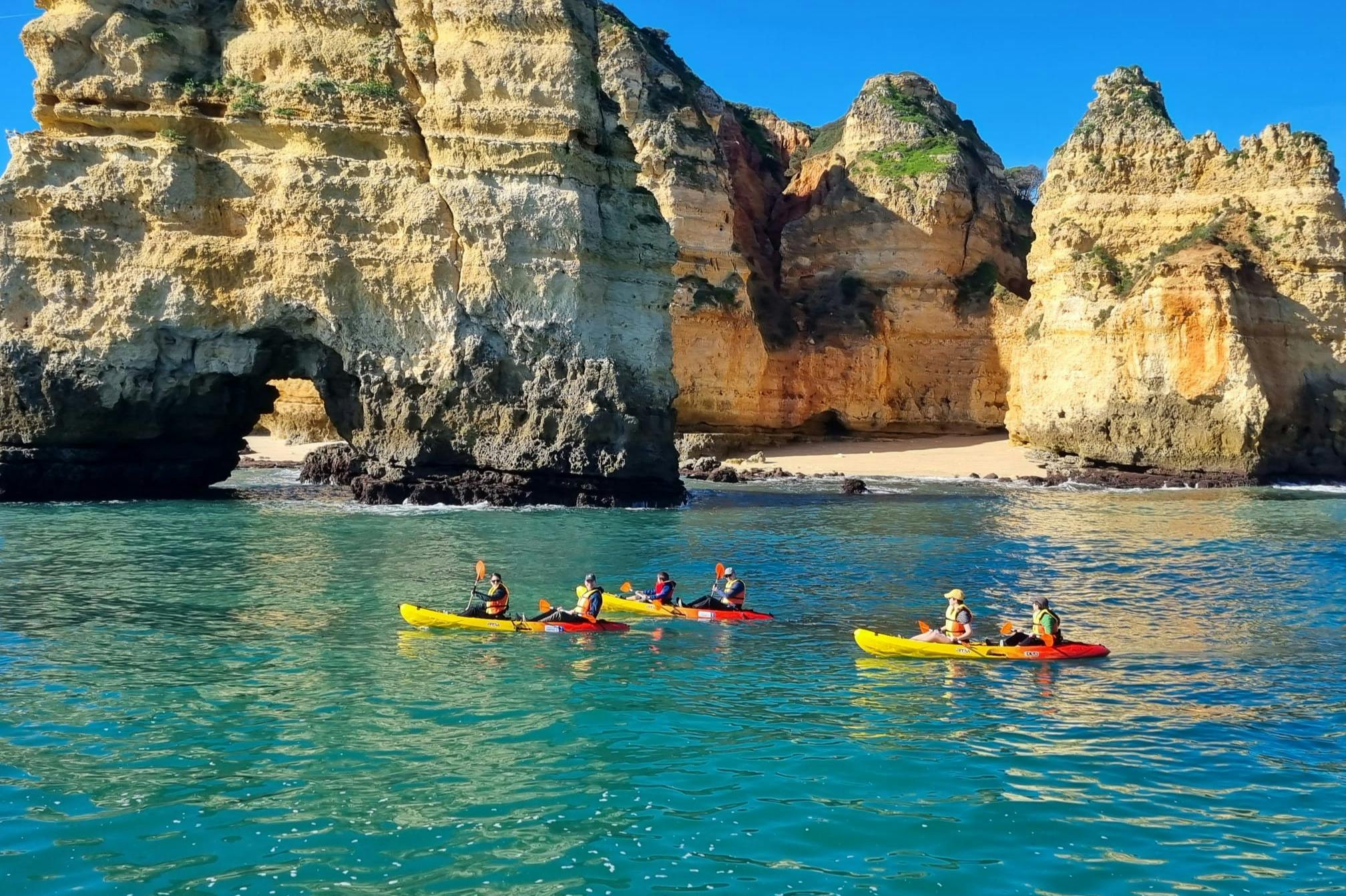 Kayaking through rock formations