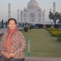 Visiting the Taj Mahal on a day trip to Agra.