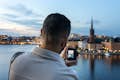 A guest capturing the skyline of Stockholm as it begins to darken.