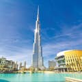 View of the Burj Khalifa facade in Dubai
