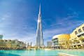 View of the Burj Khalifa facade in Dubai