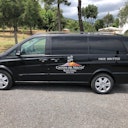 A black van labeled