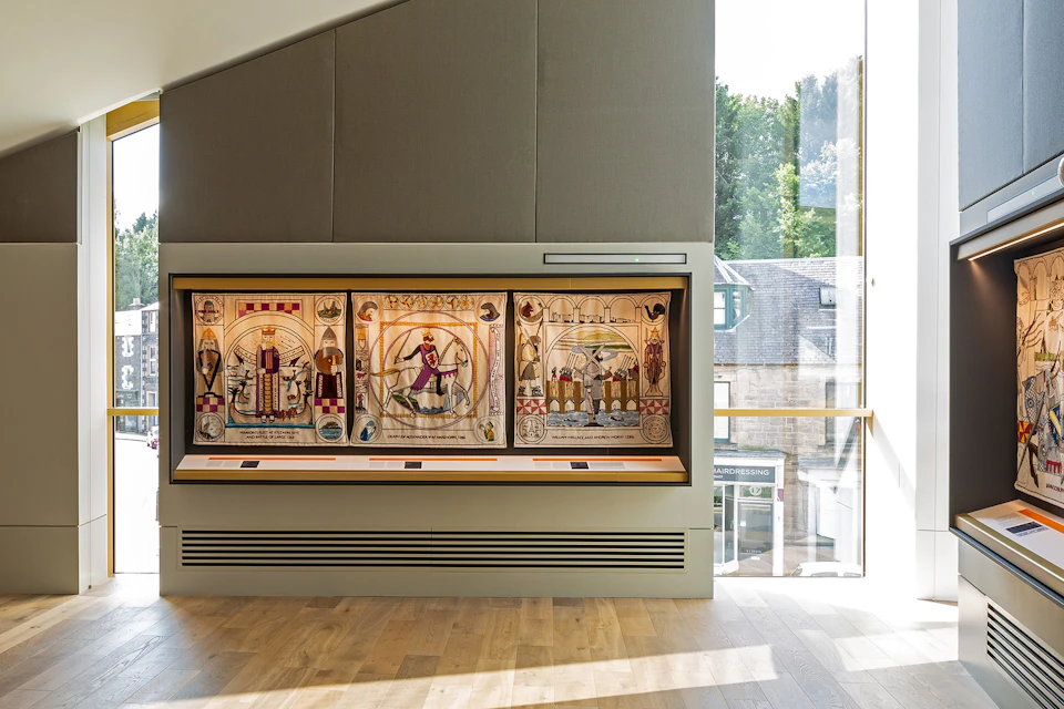 The Tapestry Gallery, showing some of the Wars of Independence panels
