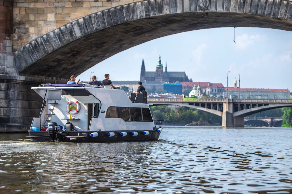 Boat ONE with the Prague Castle view