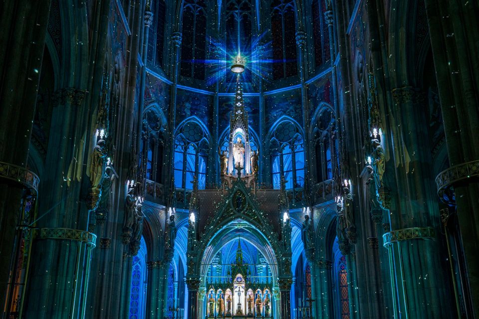 Illuminated altar of Votivkirche