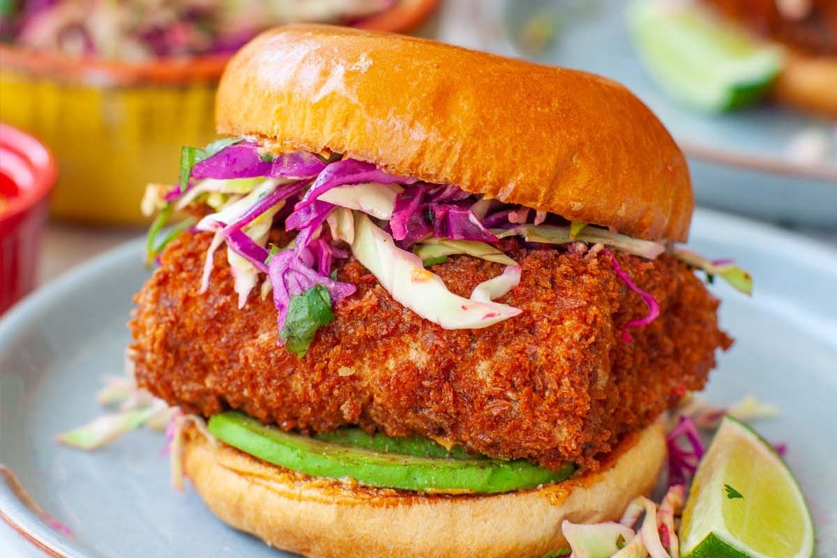 A crispy fish sandwich