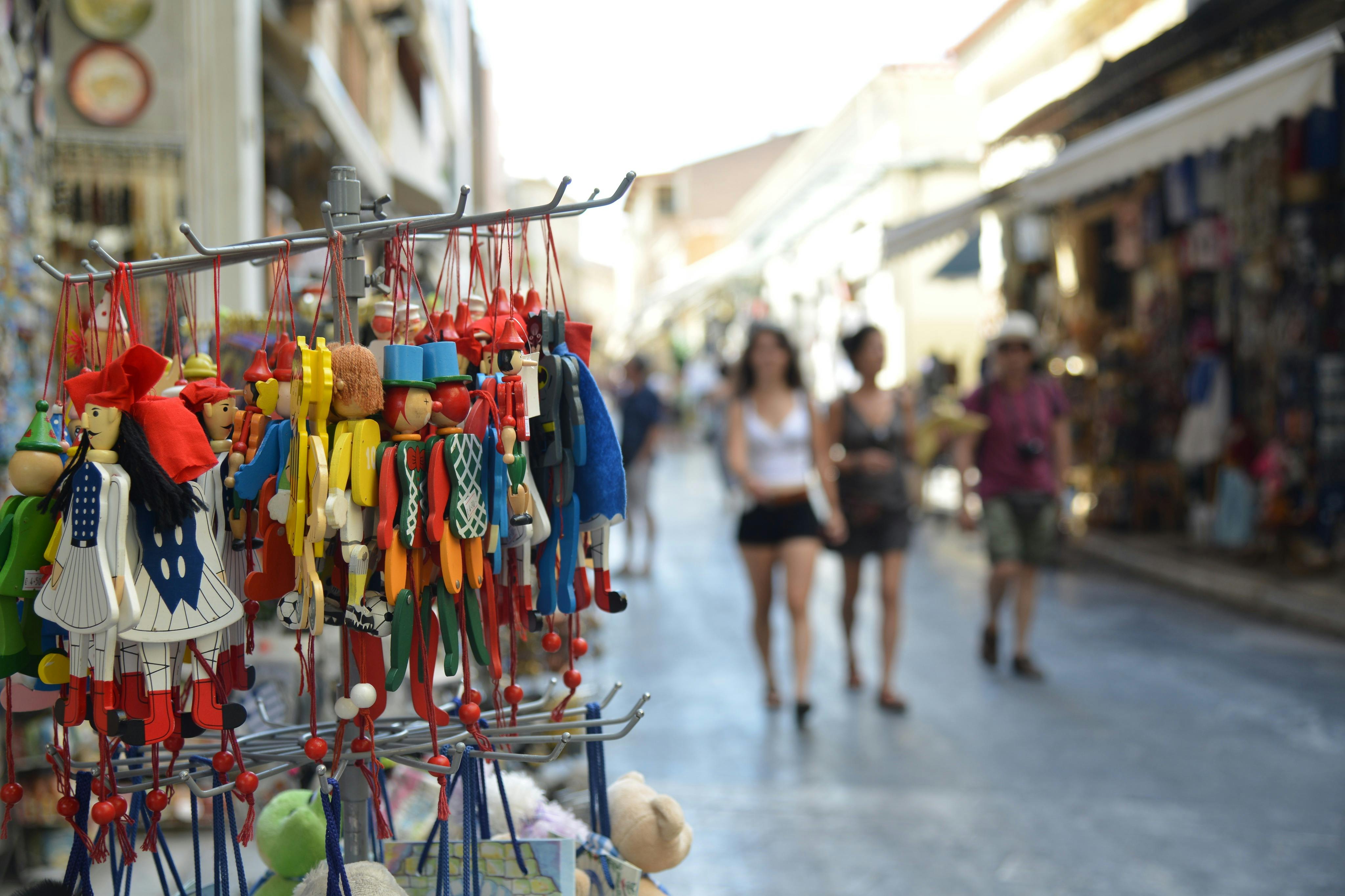 Guests walking in Monastiraki flea market