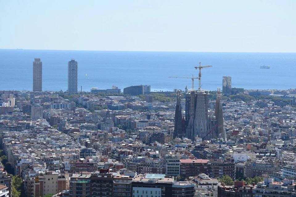 View of Barcelona with the iconic Sagrada Familia (Holy Family) cathedral likely in the foreground.