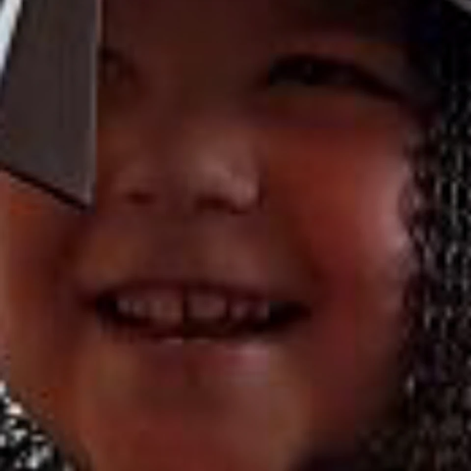 A child wearing chainmail and a helmet holds a shield with a fleur-de-lis, standing in a room with medieval armor displays.