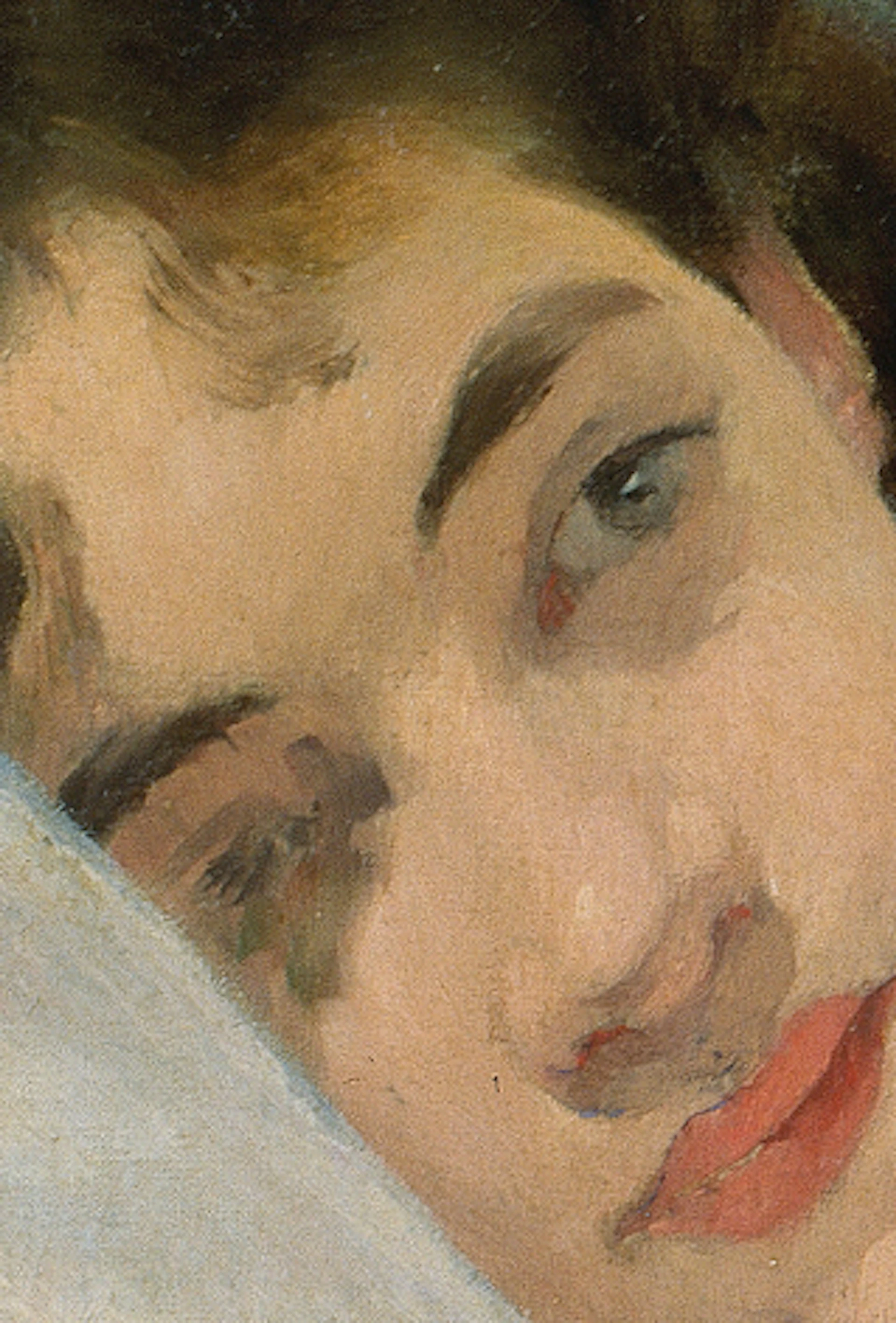 Poster for "Visages d'artistes" exhibition at Petit Palais, Paris, featuring a painted profile of a woman.