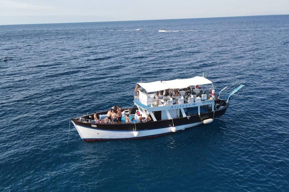 View of a boat with a drone