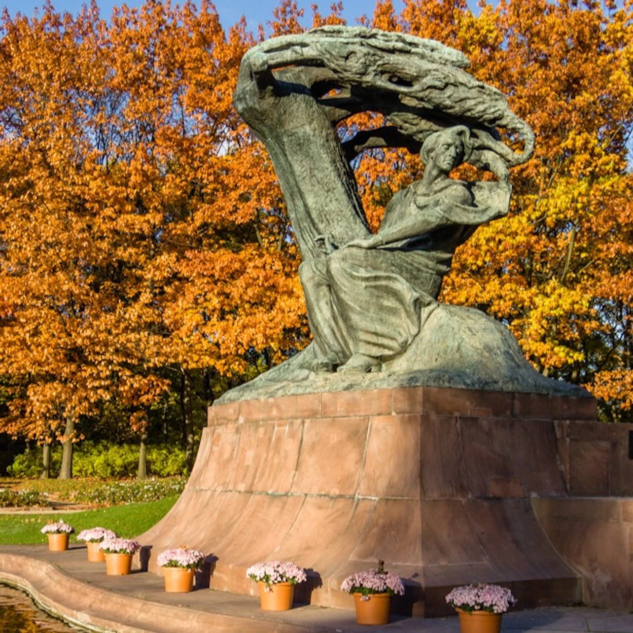 The monument of Frederic Chopin in the Royal Baths Park in Warsaw