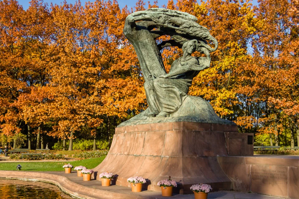 The monument of Frederic Chopin in the Royal Baths Park in Warsaw