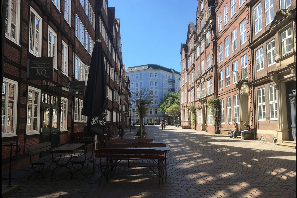 Street with historical houses, 17th, 18th and 19th century