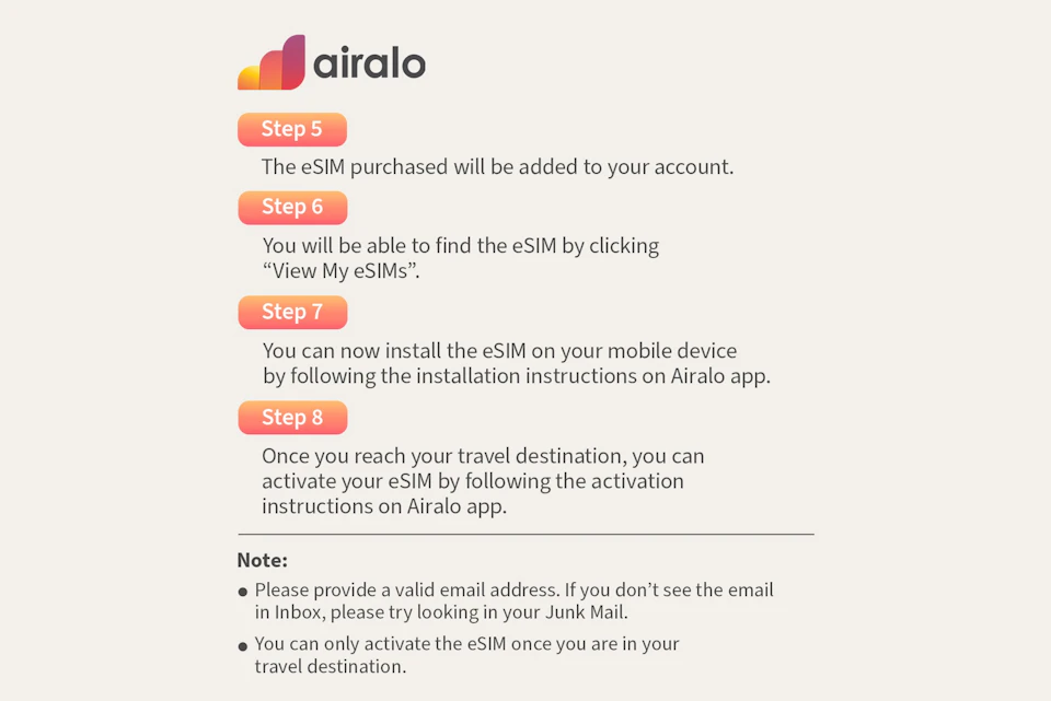 Easy steps to redeem eSIM vouchers on www.airalo.com