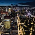 WEST van Mexico City gezien vanaf de 44e verdieping van de Torre Latinoamericana bij zonsondergang.