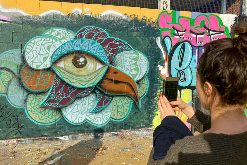 Green street art wall