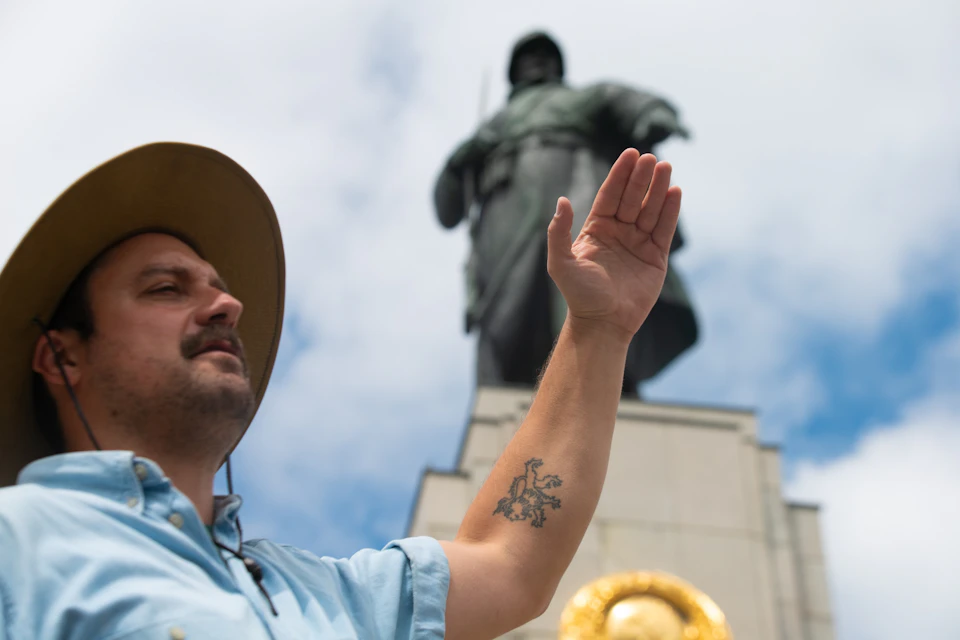Tour guide at the Soviet Memorial Berlin