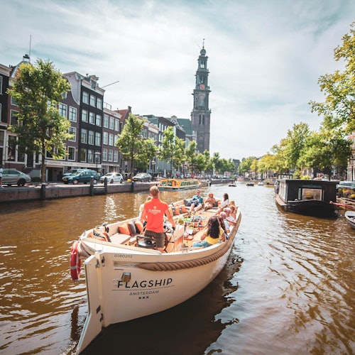 Amsterdam: Flagship Crucero en barco abierto por el canal desde la Casa de Ana Frank