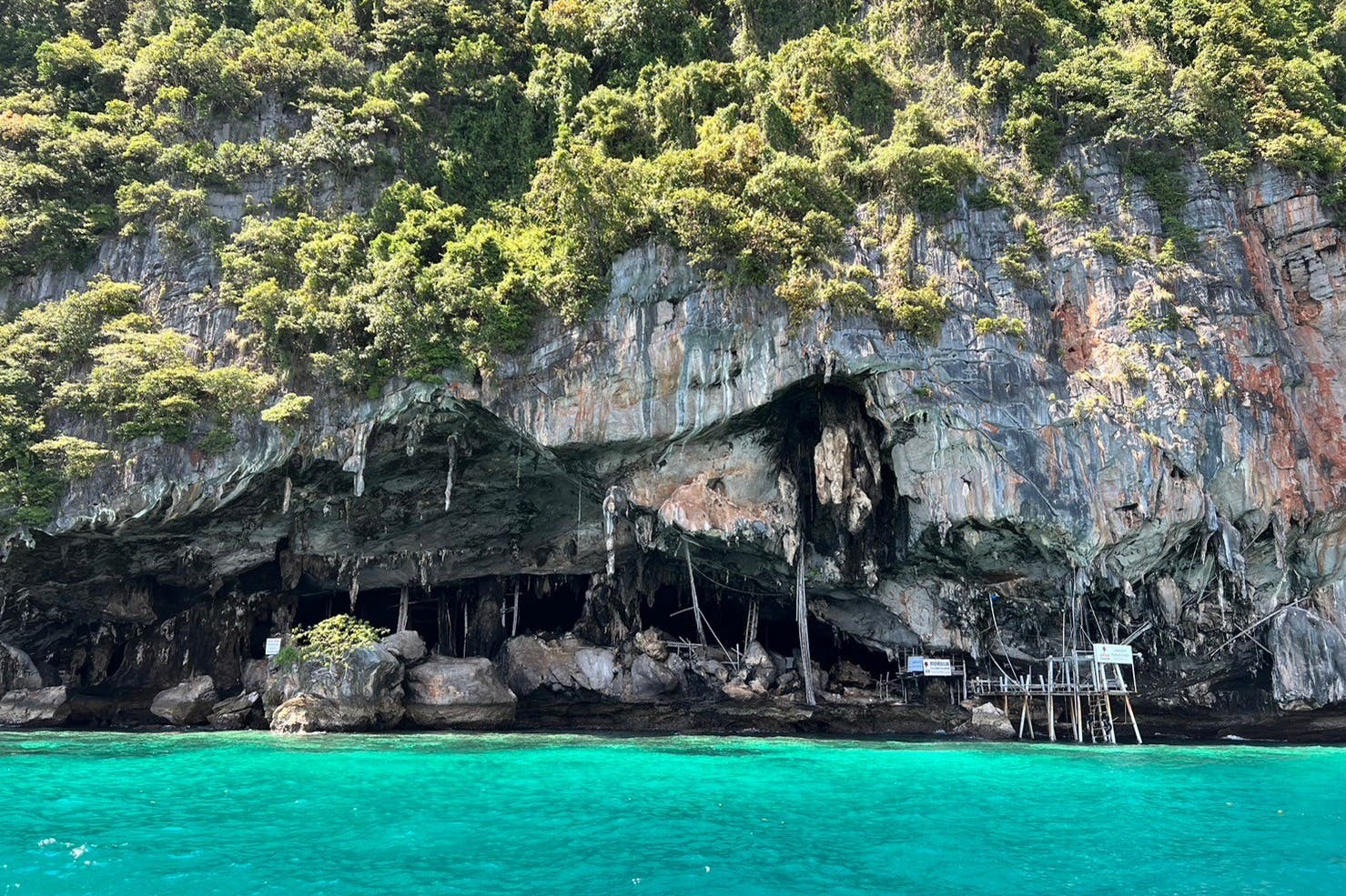 Grotte viking où les nids d'oiseaux sont récoltés pour la soupe.