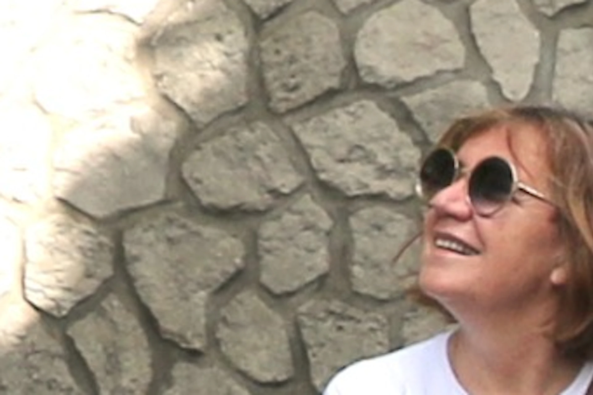 Guide showing a large mural in Montmartre to a group.